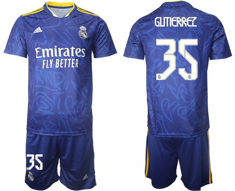 Men 2021-2022 Club Real Madrid away blue #35 Soccer Jersey